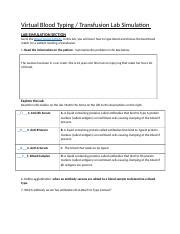 Copy Of Blood Typing Video Simulated Lab Virtual Blood Typing
