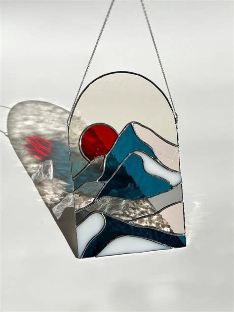 Northwest Landscape Stained Glass Suncatcher Window Mountain Stain