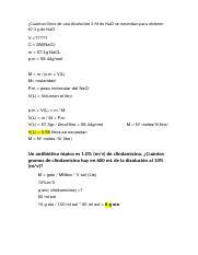 Tarea Quimica Docx Cu Ntos Litros De Una Disoluci N M De Nacl Se