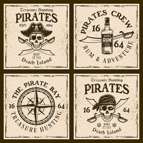 Emblemas Vintage De Piratas O Estampados De Camisetas Sobre Fondo