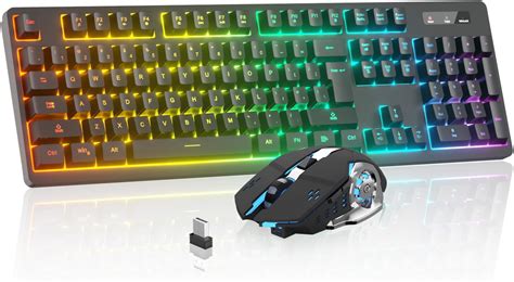 Wireless Gaming Keyboard And Mouse Combo Rgb Backlitrechargeable Wireless