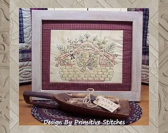 Gingerbread Tag Collection Primitive Stitchery E Pattern By Etsy