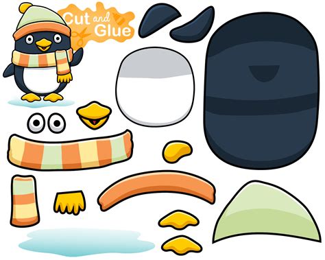 Vector illustration of cartoon penguin in winter clothes. Cutout and ...
