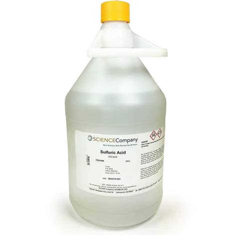 Reagent Grade Sulfuric Acid H2SO4, Concentrated, 3.8L for sale. Buy from The Science Company.