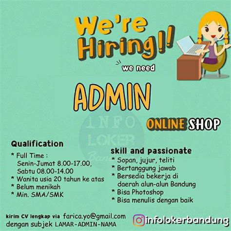 Lowongan Kerja Admin Online Shop Bandung Januari Info Loker