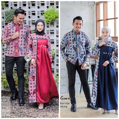 Jual Baju Batik Couple Pasangan Keluarga Set Batik Sarimbit Suami Istri Pesta Kondangan Kemeja