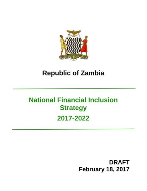 Pdf Republic Of Zambia National Financial Inclusion Strategy