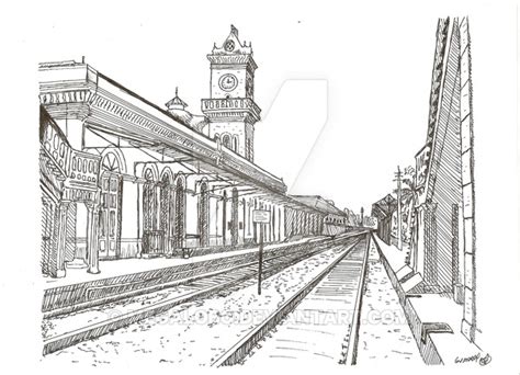 Train Perspective Drawing at PaintingValley.com | Explore collection of Train Perspective Drawing