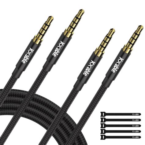 Pack Mm Audio Cable Pole Hi Fi Stereo Trrs Aux Jack Ft Nylon