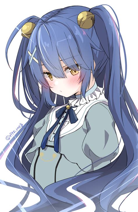 Safebooru 1girl Absurdres Amamiya Kokoro Bell Blue Hair Blue Neckwear Blush Eyebrows Visible