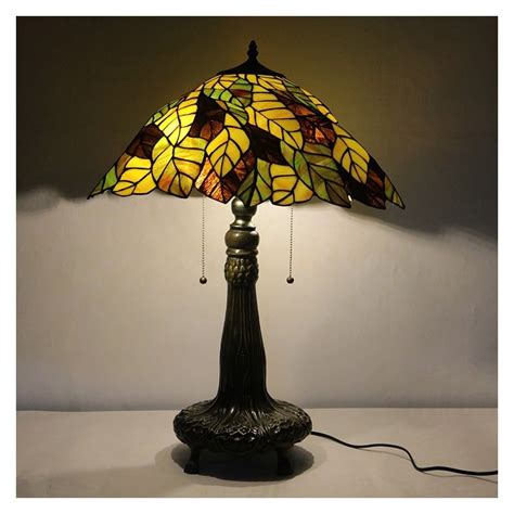 Canada 16 Inch Tiffany Lamp Stained Glass Table Lamp Leaf Lamphade Style Desk Reading Light