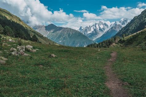 Premium Photo | Greater caucasus mountains from mount elbrus