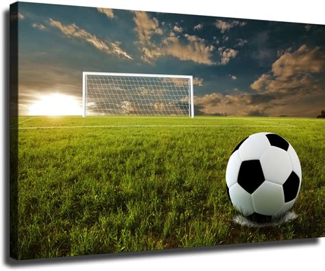 Close Up Of Soccer Ball On Soccer Field Poster Canvas Print