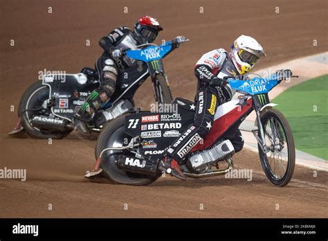 Maciej Janowski White During The Adrian Flux British Fim Speedway