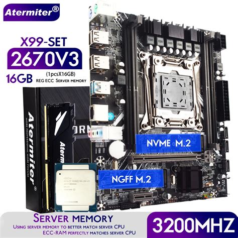 Atermiter X99 D4 Motherboard Set With Xeon E5 2670 V3 LGA2011 3 CPU