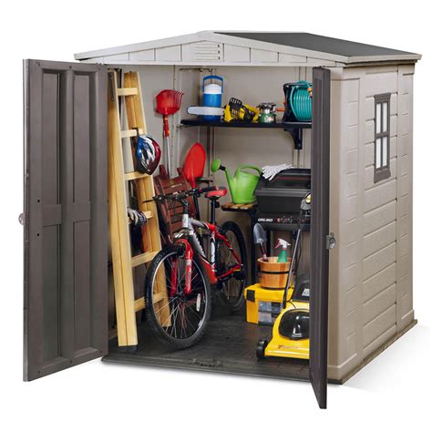 Keter Factor Outdoor Apex Garden Storage Shed X Feet Beige