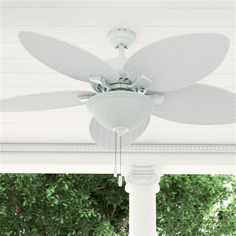 Honeywell Palm Island 52" White Tropical LED Ceiling Fan with Light, Palm Leaf Blades - On Sale ...