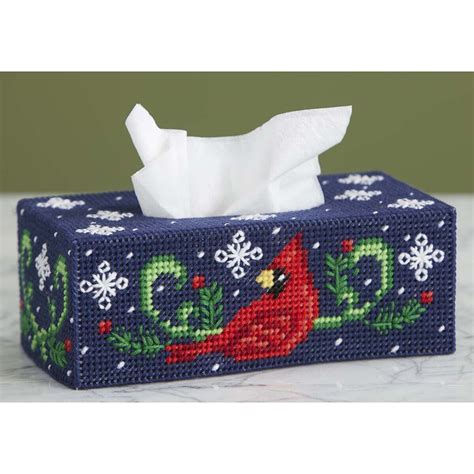 Herrschners Snowy Cardinal Tissue Box Plastic Canvas Kit Ebay