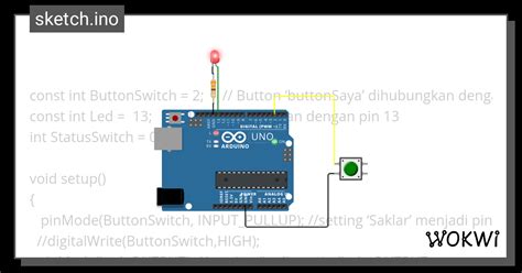 Menyalakan Led Dengan Button Wokwi Esp Stm Arduino Simulator