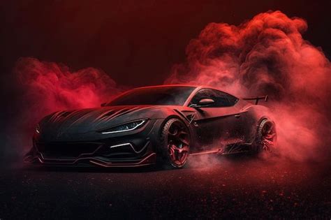 Une Lamborghini Noire Sur Fond Rouge Photo Premium In 2024