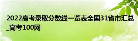 2022高考录取分数线一览表全国31省市汇总高考100网草根科学网