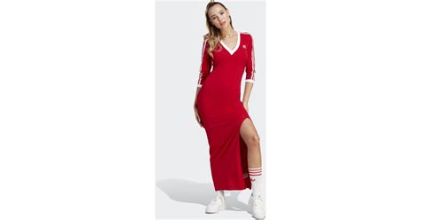 Adidas Adicolor Classics 3 Stripes Maxi Dress In Red Lyst UK