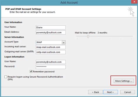 Setting Up An Outlook IMAP Account