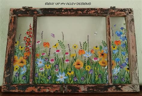 Old Painted Windowsold But You Can Custom Order Your Etsy Canada Painted Window Art Old