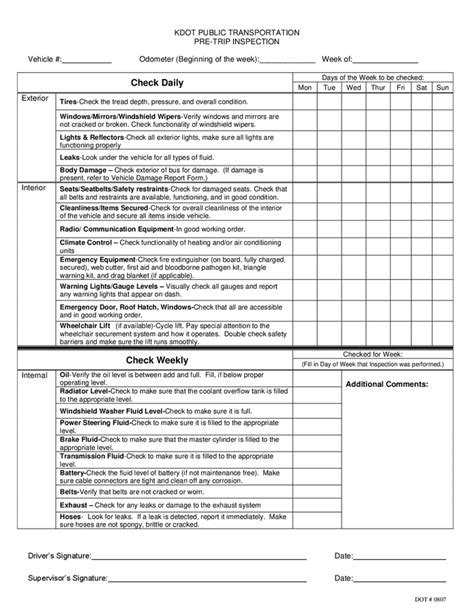 Sample Pre Trip Inspection Form In Word And Pdf Formats 4400 The Best Porn Website