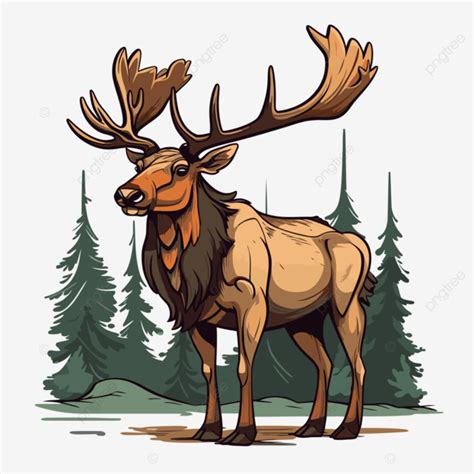 Elk Clipart Isolated Illustration Of Large Elk Standing On The Field In