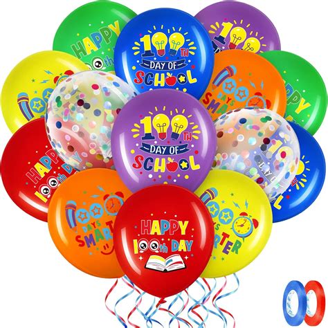 50 Pcs 100 Days Of School Balloons Decoration 100 Days Of