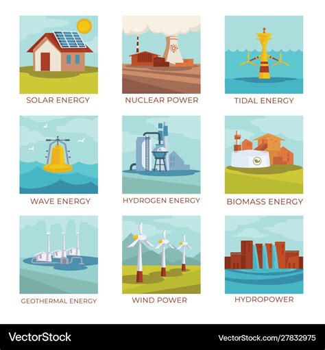 Energy Sources Power Plants And Natural Resources Vector Image