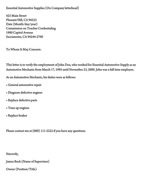 40 Employment Verification Letter Samples Free Templates