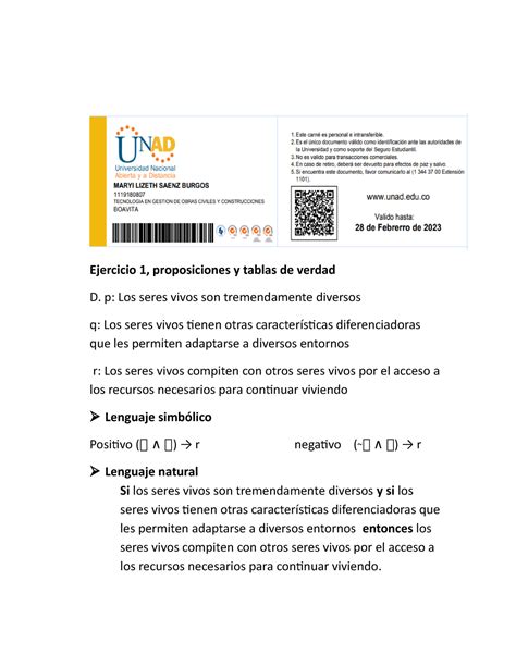 Ejercicio Tabla De Verdad Ejercicio Proposiciones Y Tablas De