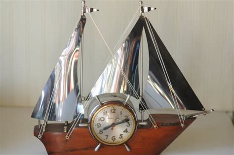 Vintage Clock Sailing Ship Boat Clock Ship Clock Mantel Etsy