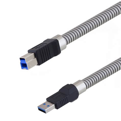 Metal Armored Usb 3 0 Cable Assembly Type A Male Plug To Type B Male Plug 28 26 22awg