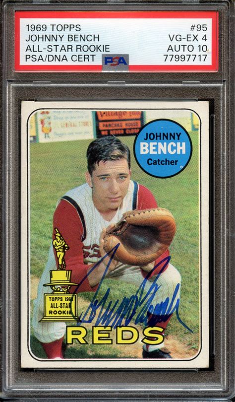 Lot Detail Topps Signed Johnny Bench Psa Vg Ex Psa Dna Auto