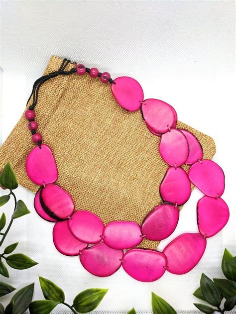 Tagua Nut Necklace Double Strand Necklace Statement Handmade Jewelry