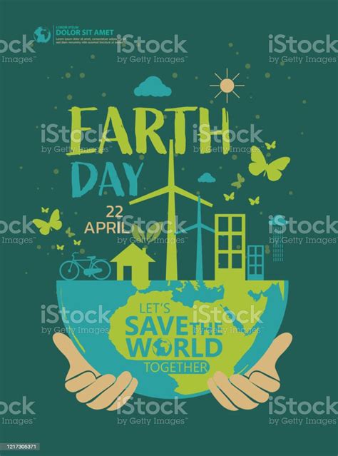 Happy Earth Day Poster Design Template Stock Illustration Download