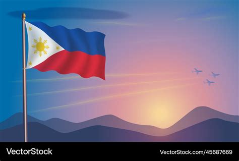 Philippines flag in the morning sun Royalty Free Vector