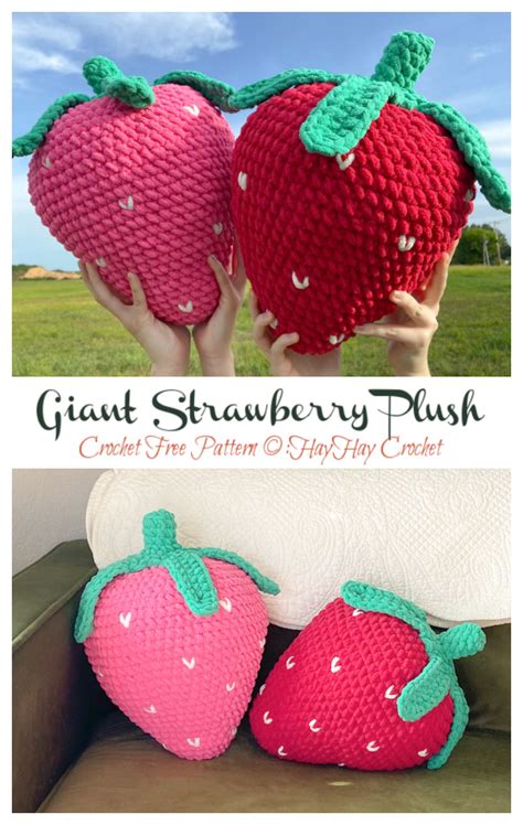 Giant Strawberry Plush Crochet Free Pattern Video Crochet Knitting