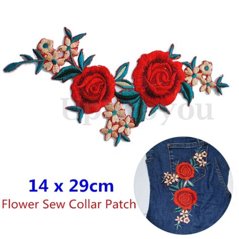 Diy Bordado Costurar Ferro Em Patches Flor Emblema Floral Jeans