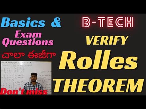 B Tech Math S M Rolle S Theorem Basics Exam Question Btechmaths Btech