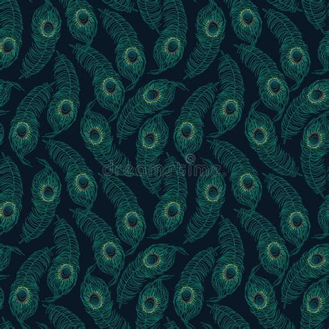 Seamless Pattern Of Peacock Feathers Stock Vector Illustration Of