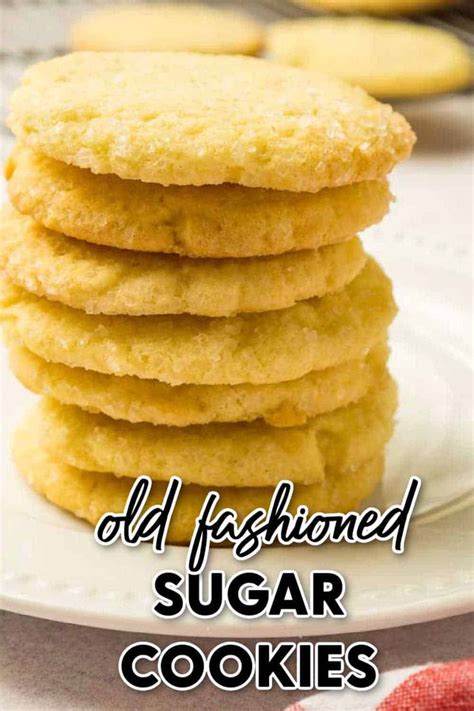 Old Fashioned Sugar Cookies Stacked On Top Of Each Other With The Words
