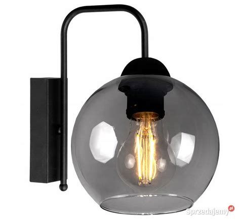 Lampa Cienna Kinkiet Szklana Kula Metal Industrial Czarna Choroszcz