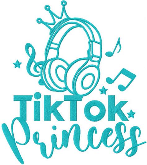 Tik Tok Princess One Colored Embroidery Design