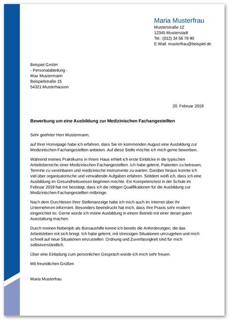 Bewerbung Schreiben Medizinischer Fachangestellter Medizinische