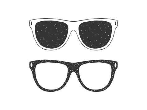 Sunglasses Retro Textured Sunglasses Hand Drawn Sunglasses Sketch Style Vector Illustration