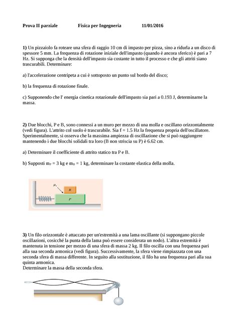 Prova Ii Parziale Prova Ii Parziale Fisica Per Ingegneria